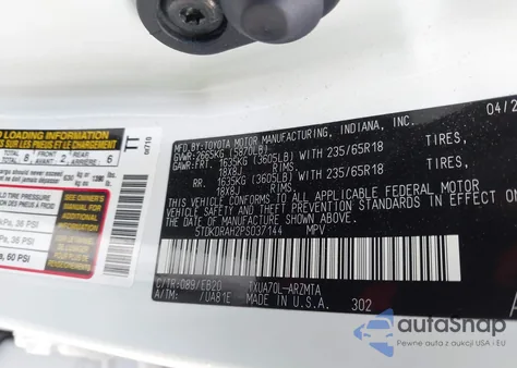 2023 Toyota Highlander Xle z USA, uszkodzony, nr VIN 5TDKDRAH2PS037144